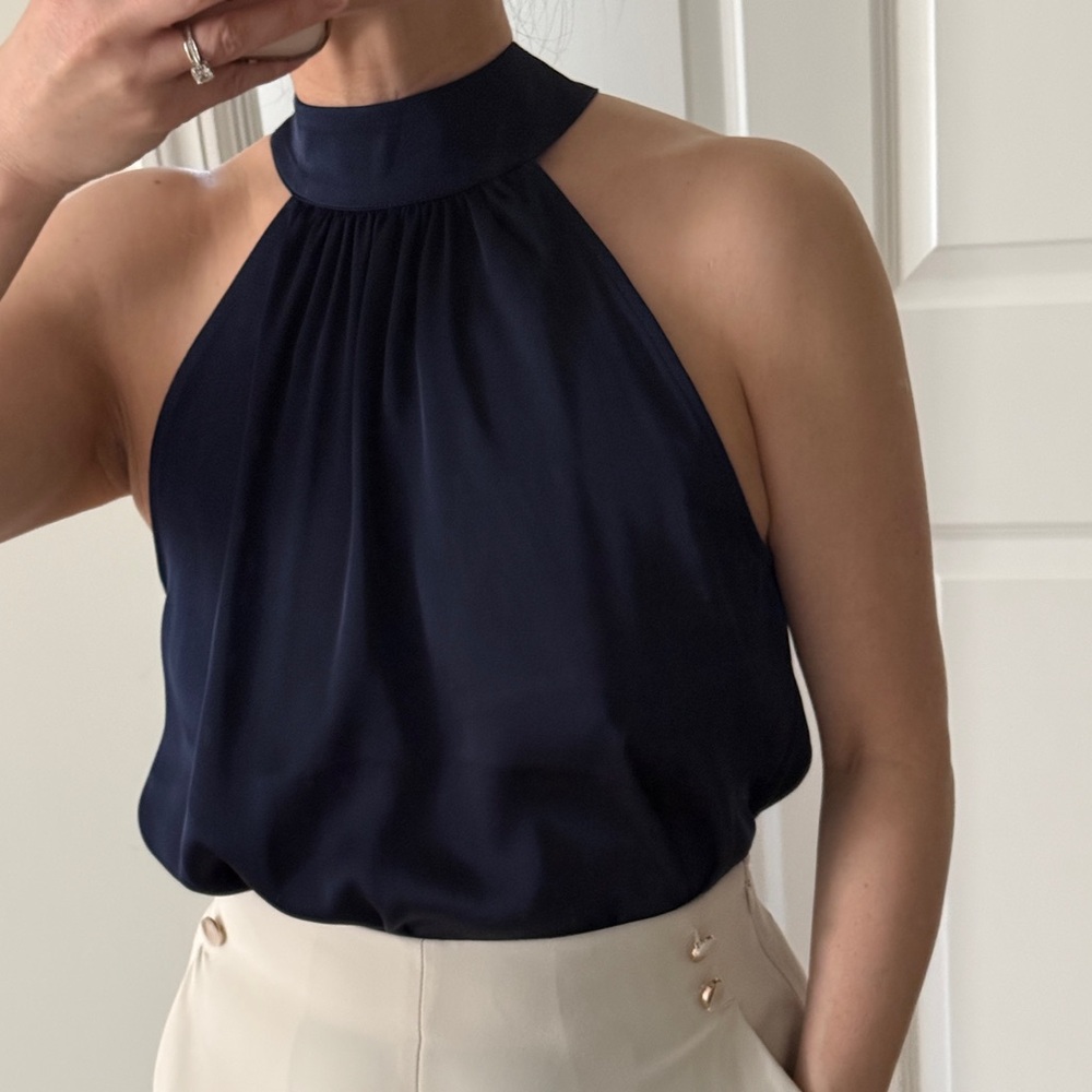 SOLD💔Express midnight-Navy Halter Neck Blouse